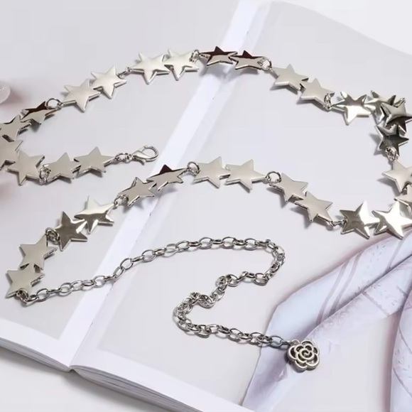 Silver Star Chain Belt for Women 41” main image 5